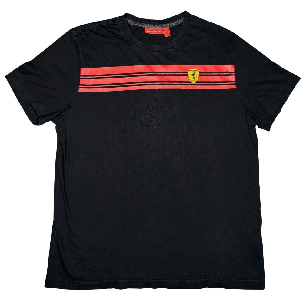 Ferrari Graphic T-Shirt XL Black Red Stripe Scuderia Racing Tee
